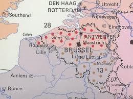 Carte de la frontière linguistique dans le Nord de la  France et Belgique